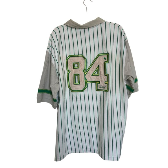 Def Jam University Polo Shirt Mens XXL White Green Striped Casual Hip Hop - Picture 2 of 8